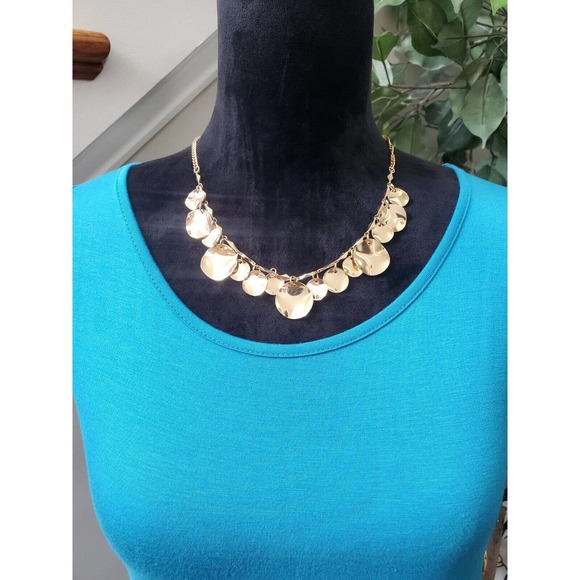 Cable & Gauge Petite Blue Gold Button Side Accent Sleeveless Top Blouse Size PM - Picture 2 of 13